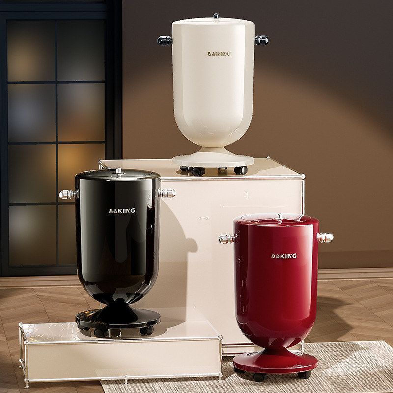 垃圾桶创意客厅高脚收纳桶翻盖带轮移动清洁桶加厚双桶带盖卫生