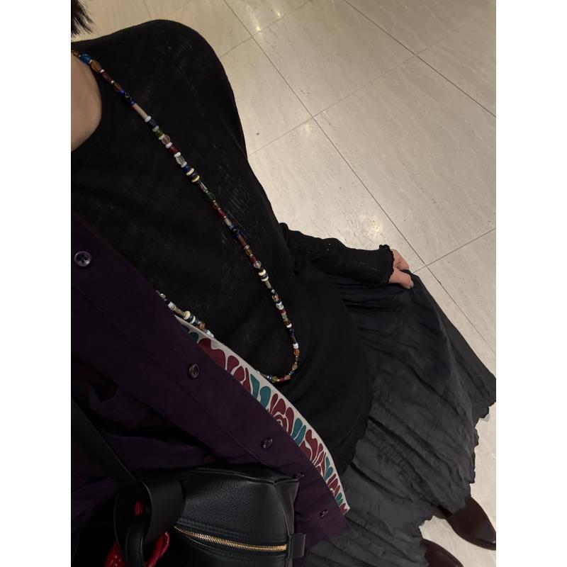 进口面料微透竖条褶皱肌理感圆领长袖 J25CX476