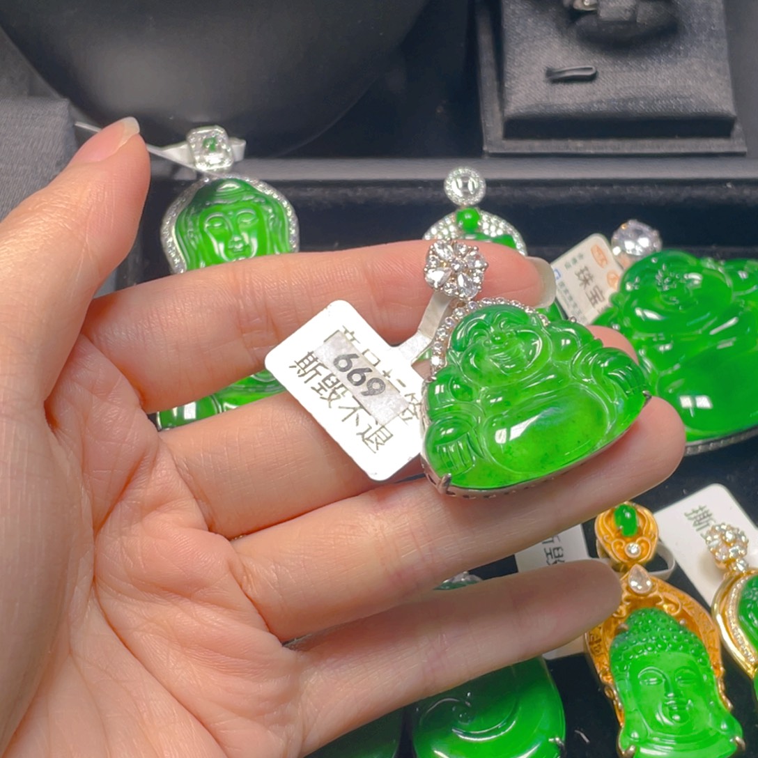 翡翠银S925镶嵌吊坠(不含链)