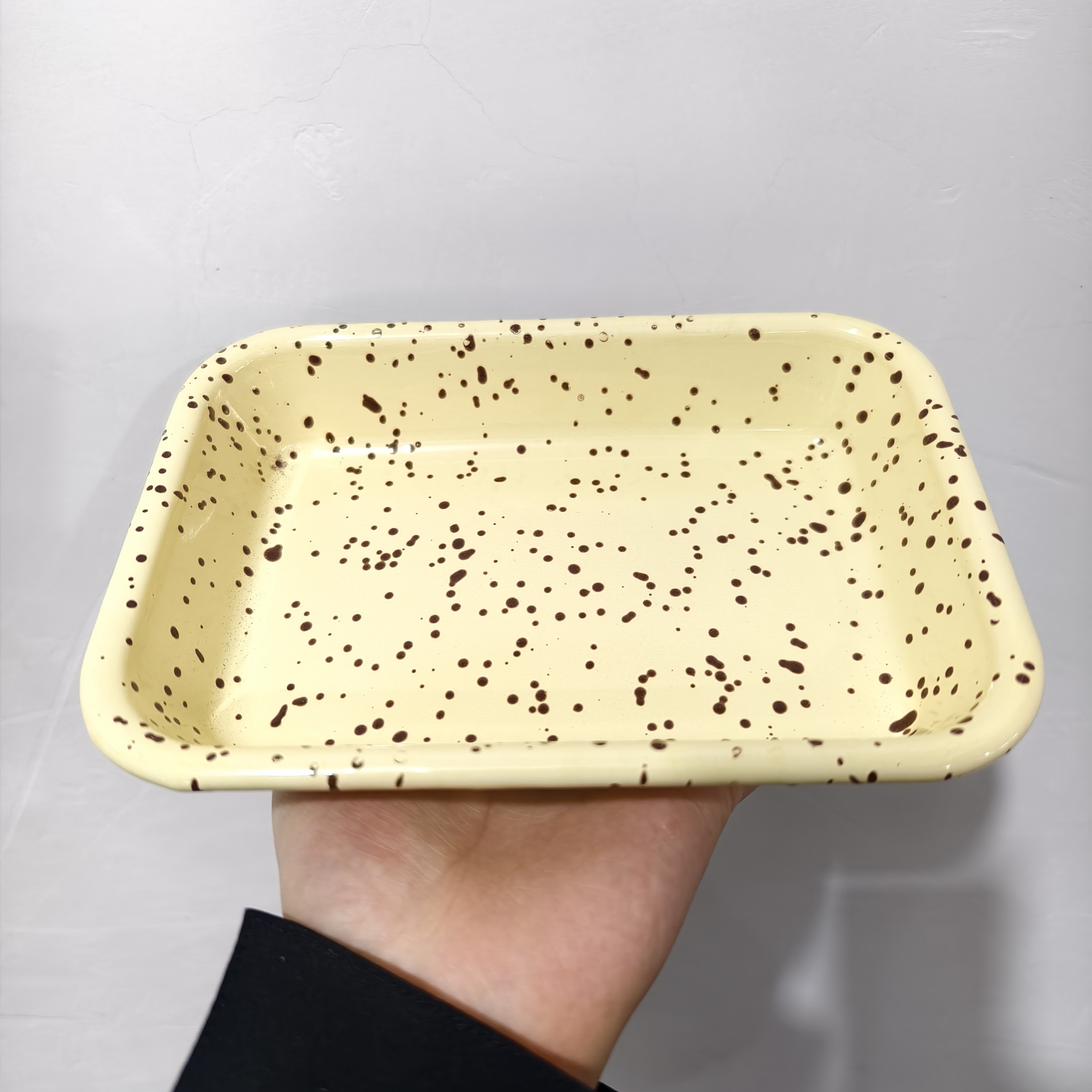 【颜值好物】 日式中号长方形 撒哈拉奶黄棕 家用烤盘 方盘 茶盘