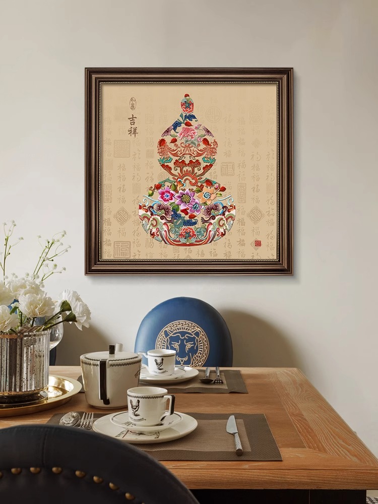 新中式玄关装饰画葫芦入户正对门福禄客厅壁画客厅挂画装饰画
