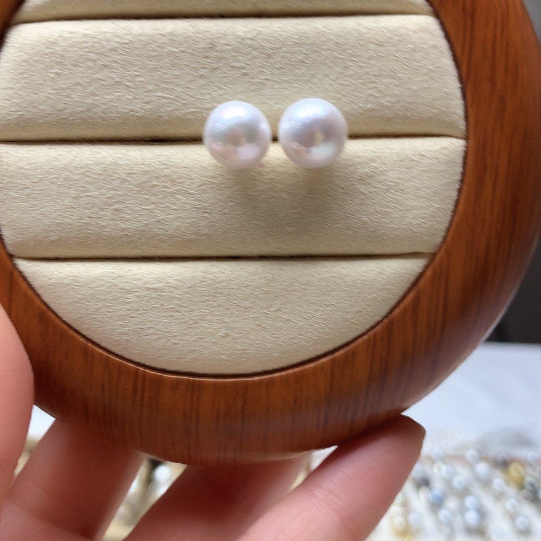 淡水珍珠耳饰银S925镶嵌