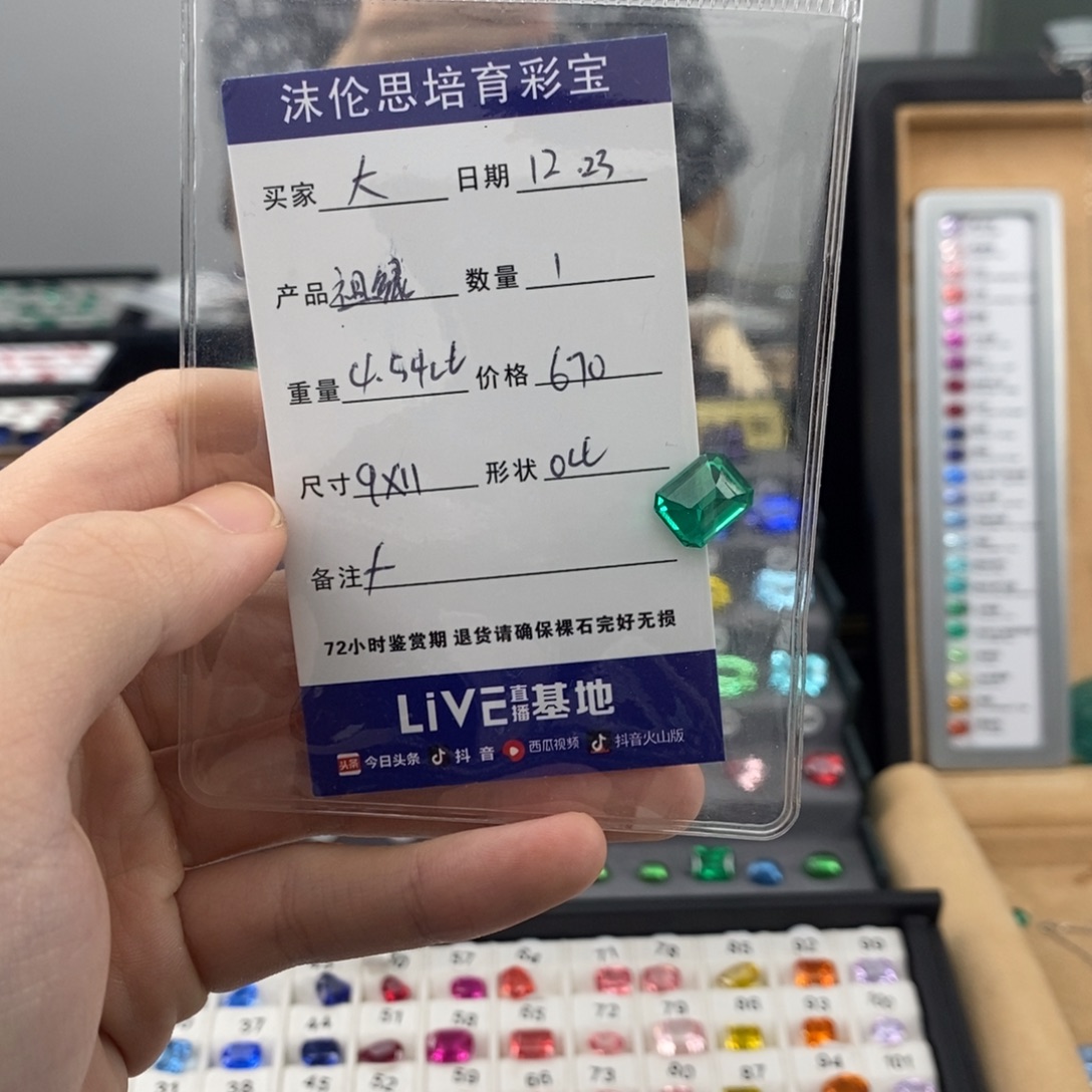 大***）合成（培育）祖母绿裸石4.54ct