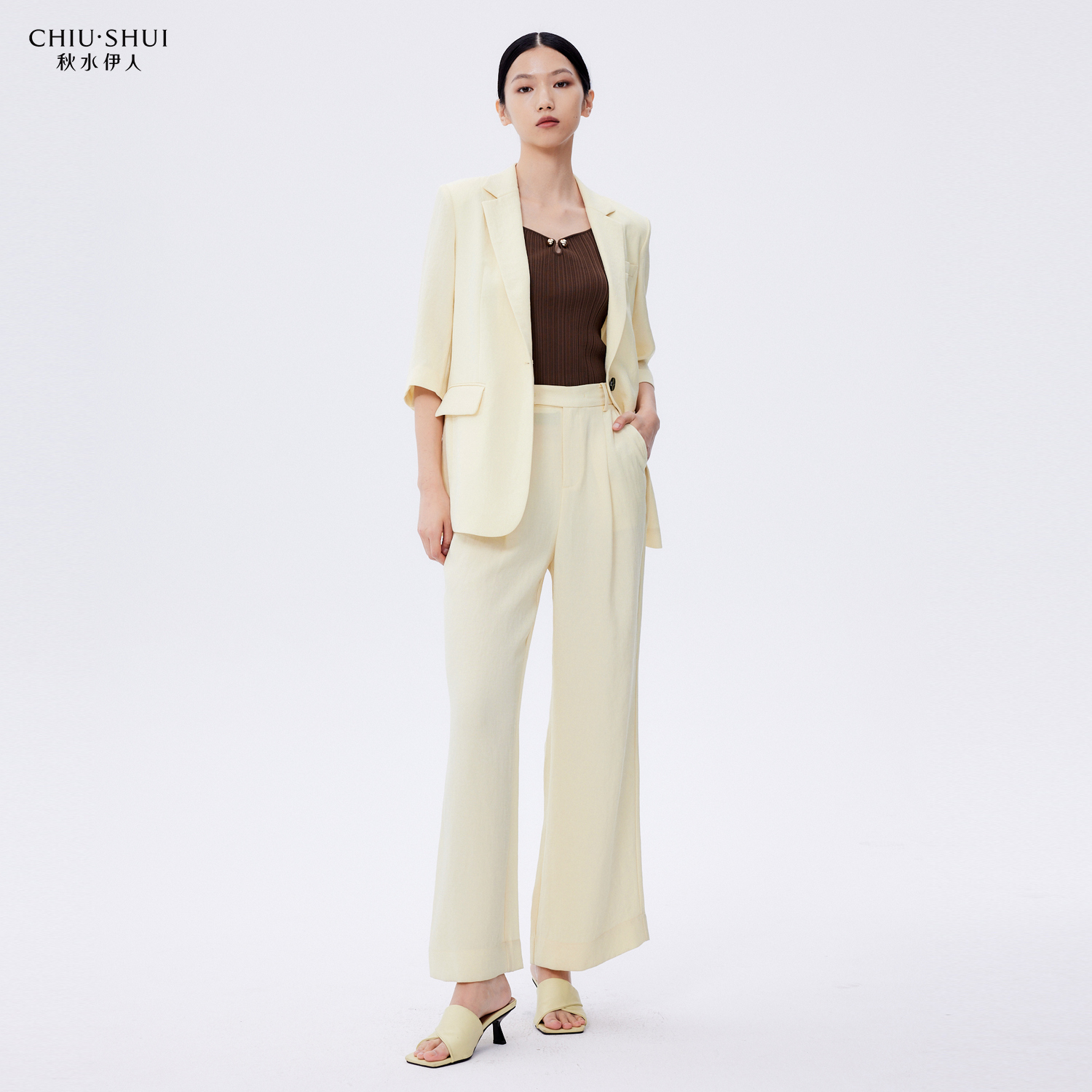 【丽公主】秋水伊人简约套装商场同款翻领两件套14204AC011302