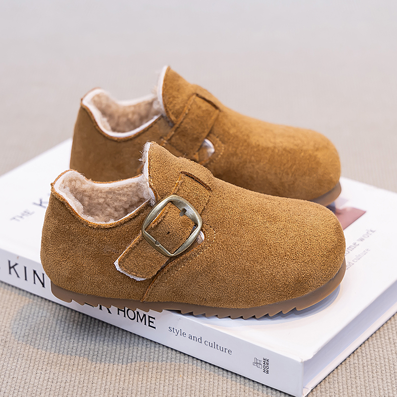 儿童勃肯鞋2025冬季新款女童加绒棉鞋毛毛鞋男童二棉鞋软底豆豆鞋
