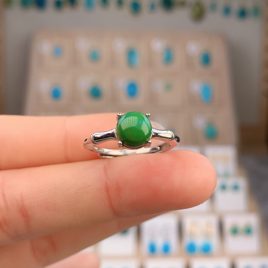 绿松石银S925镶嵌戒指