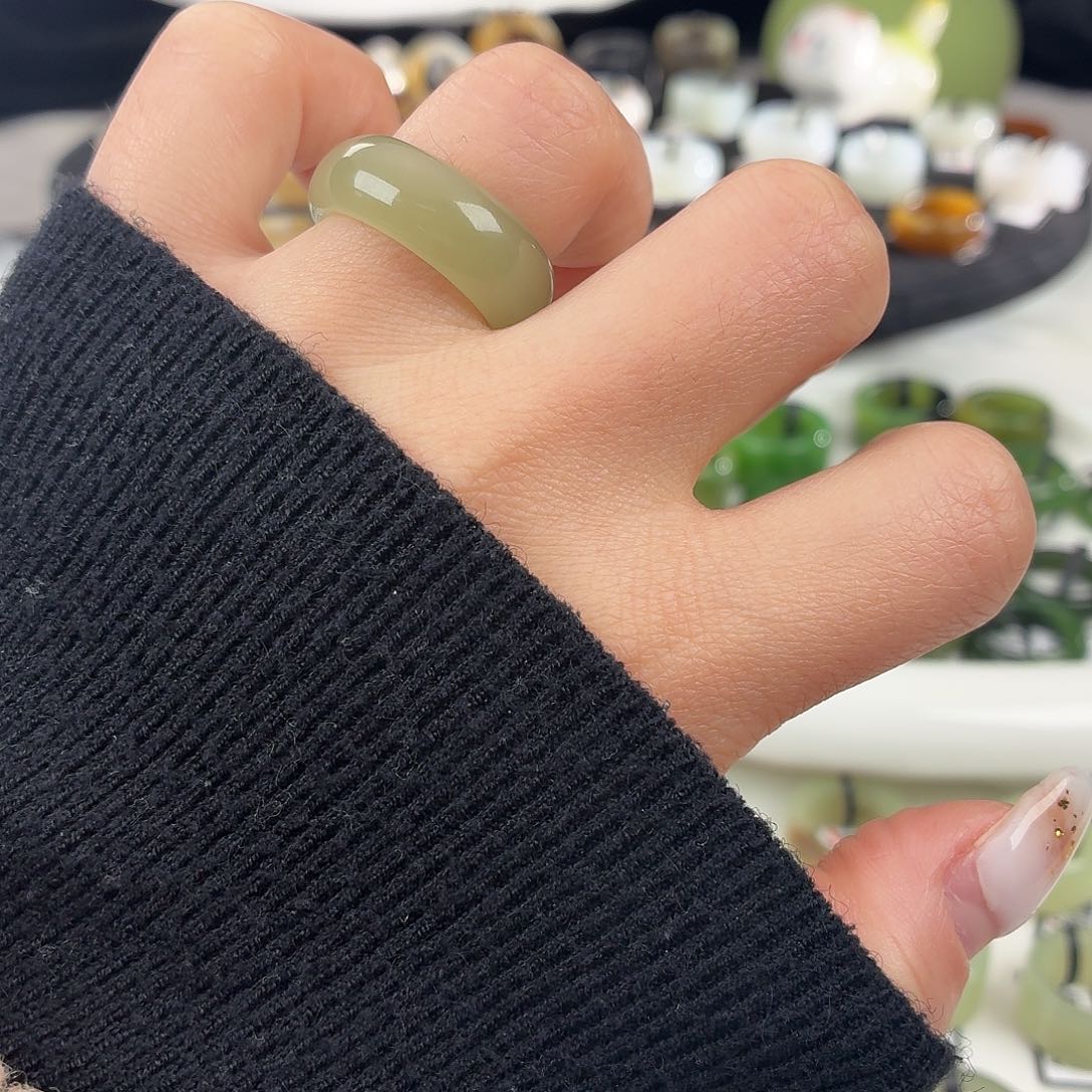 和田玉未镶嵌戒指S15晴水轮胎17.4