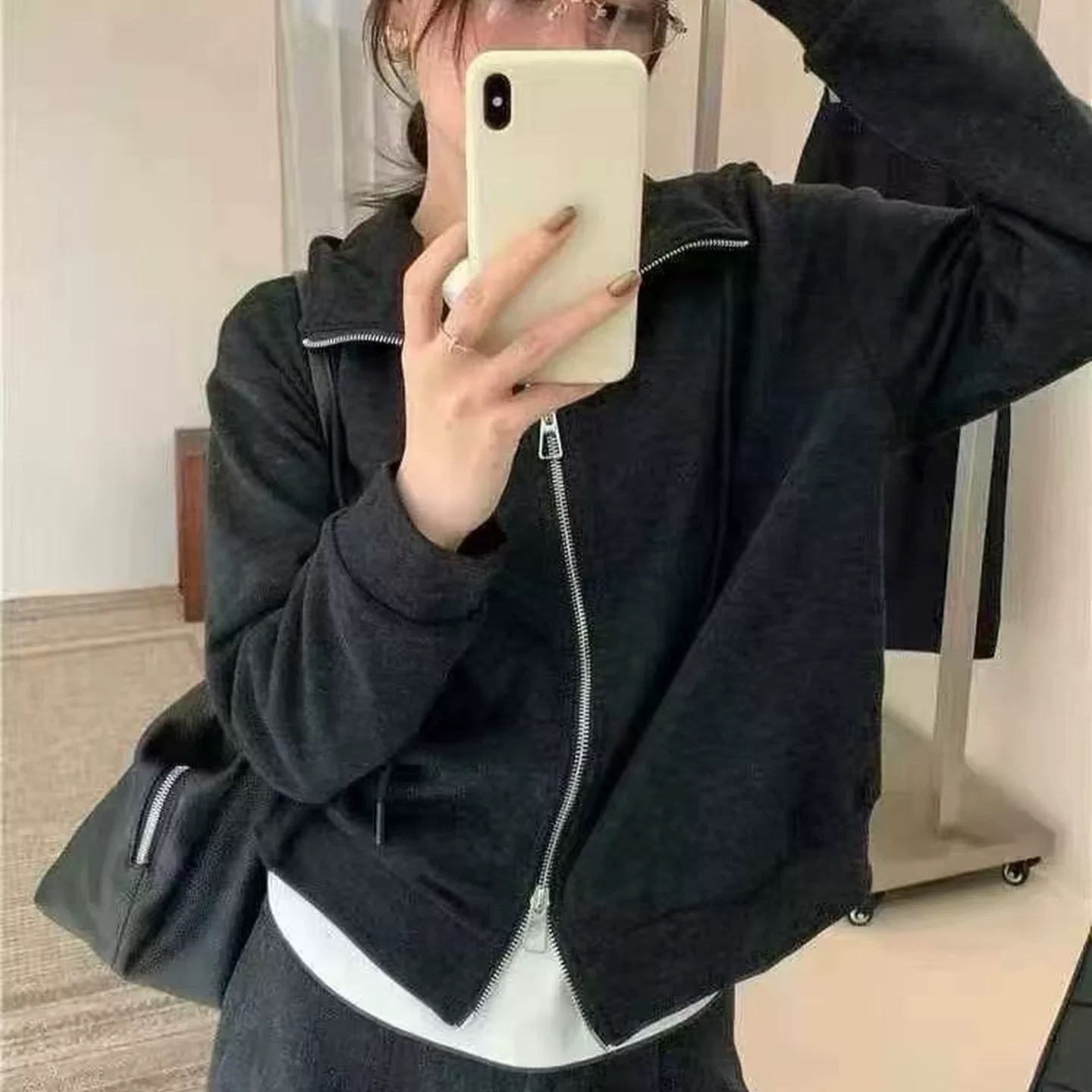 【海南肉丝】26882韩版拉链连帽休闲外套