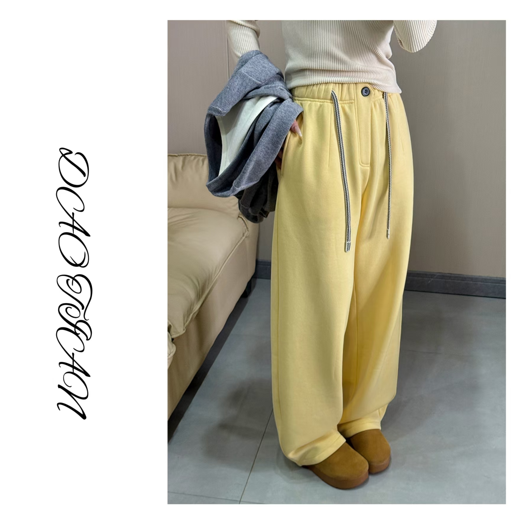 【加绒阔腿裤】一粒扣加绒阔腿裤巨保暖GCLB41043