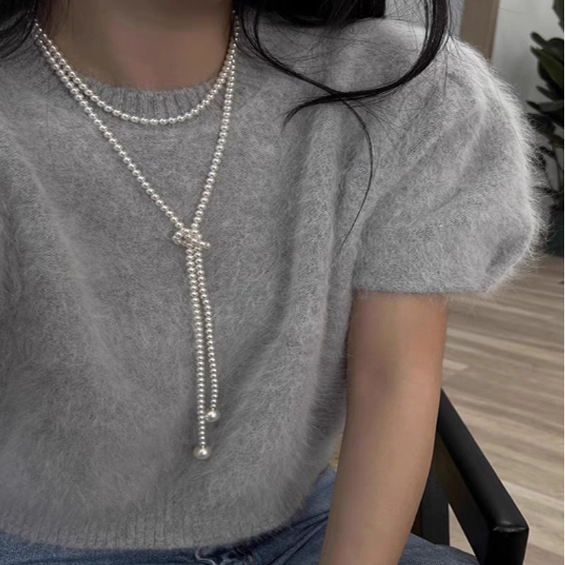 非金属仿珍珠吊坠 铜合金仿珍珠项链 1124高级感秋冬毛衣链