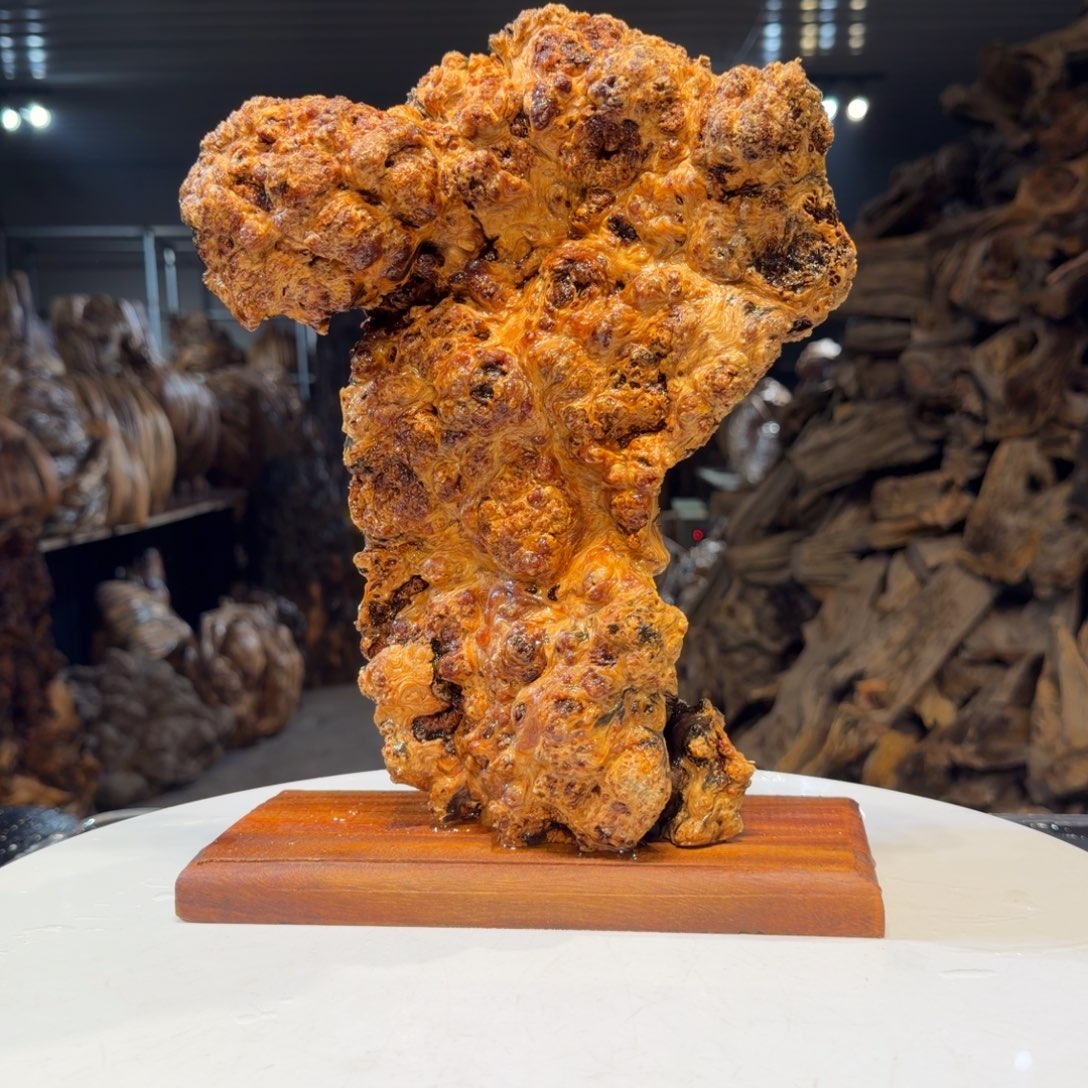 小***光木王一刀琥珀木摆件113