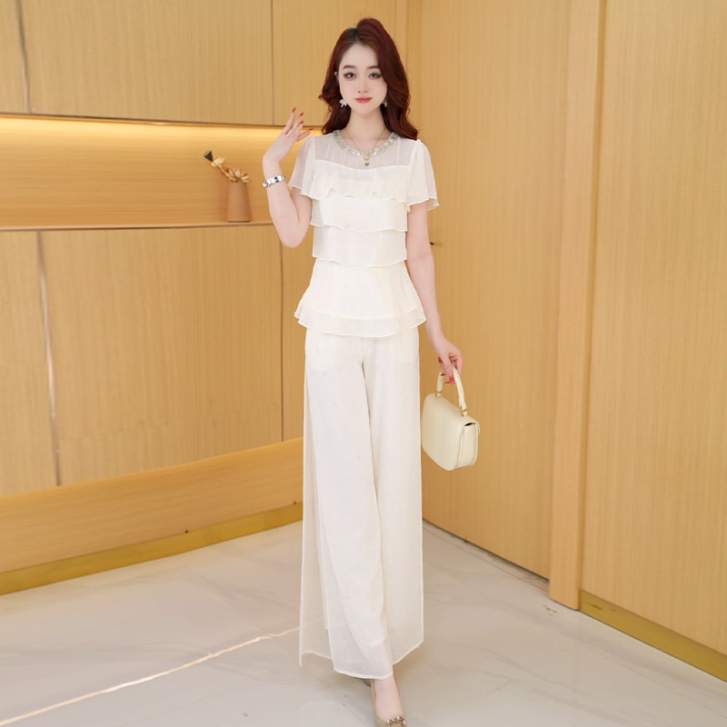 【两件套】夏季时尚女神修身洋气宽松气质休闲百搭显瘦减龄女装套裤