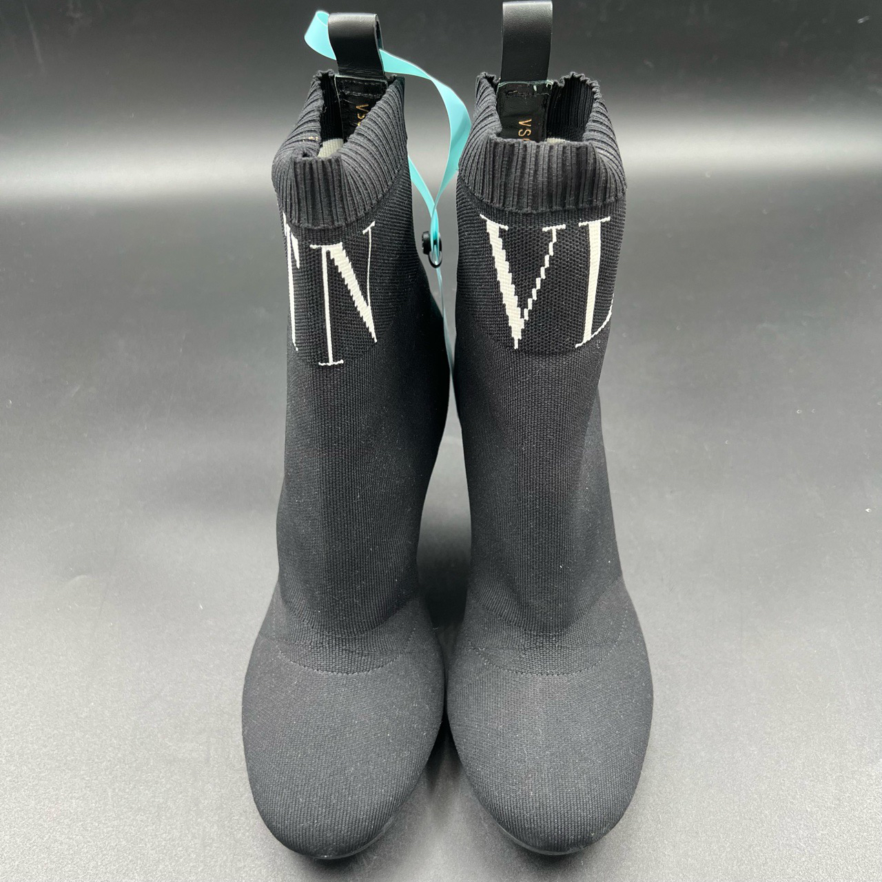 95新 Valentino/华伦天奴 黑色字母刺绣高跟袜子鞋 36码/97新/无