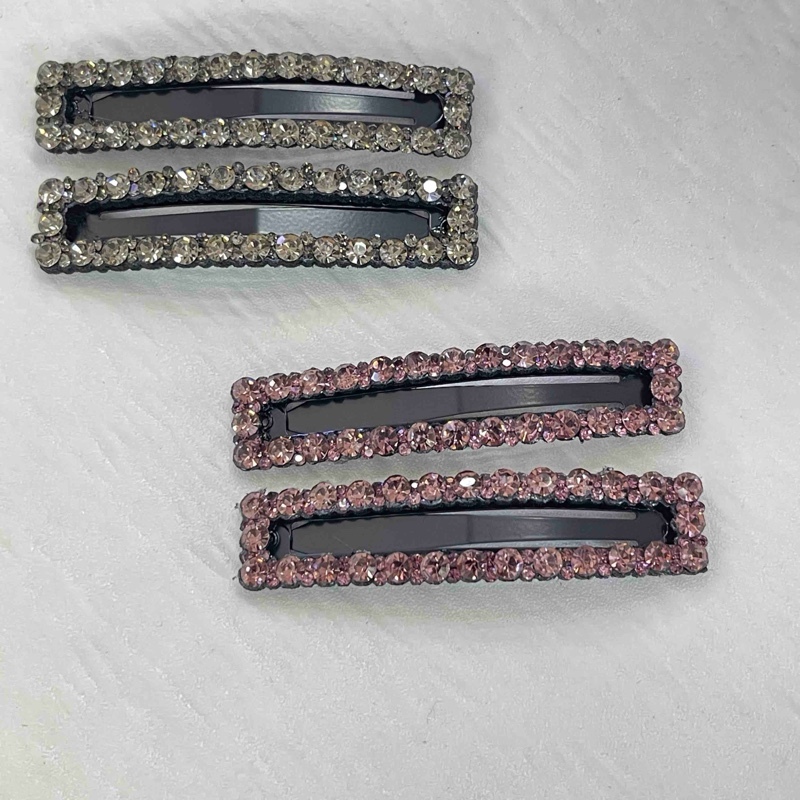 【小魏总珠宝】长方形爆闪侧夹-4个  7cm【2粉色+2白色】