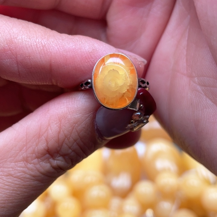 蜜蜡裸石未镶嵌蜜蜡戒指