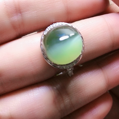 和田玉戒指银S925镶嵌