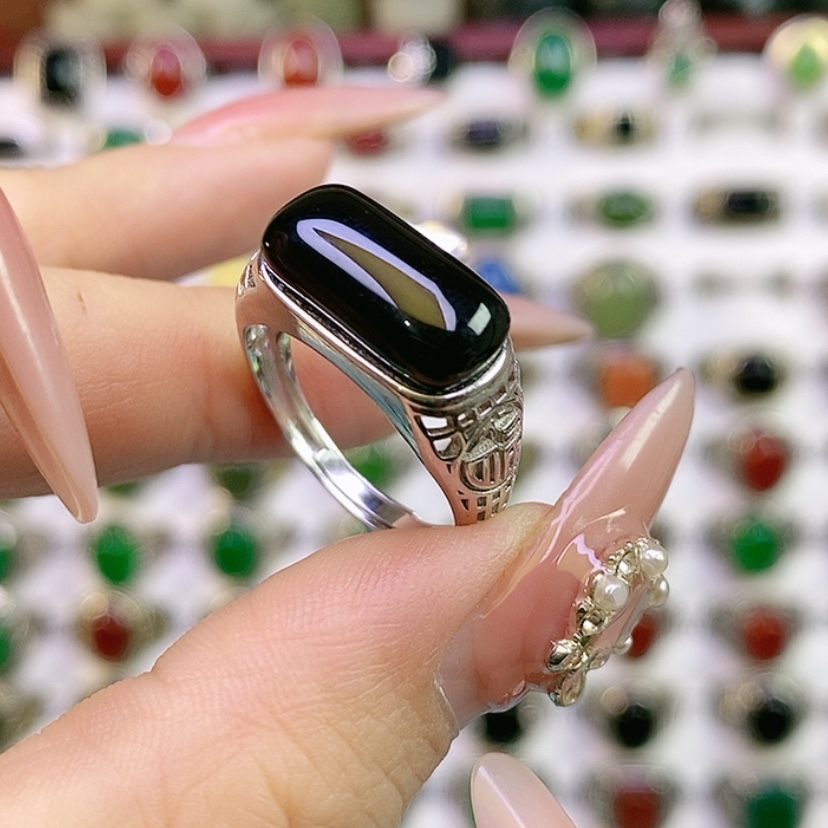 【闪购商品】银S925镶嵌戒指玛瑙/玉髓