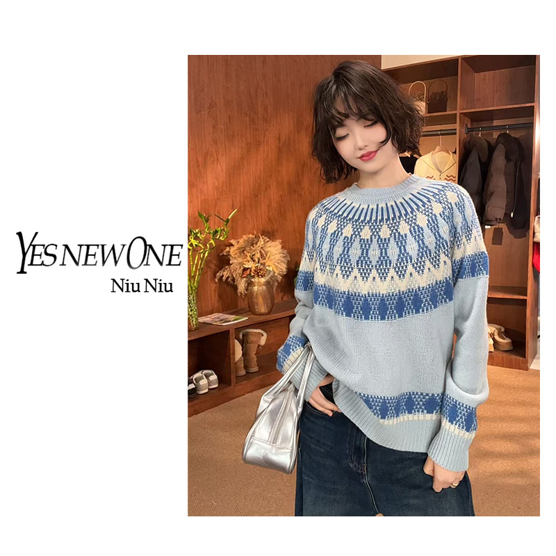 NIUNIU【色谱诗集】羊绒羊毛美式费尔岛花纹复古针织衫230015