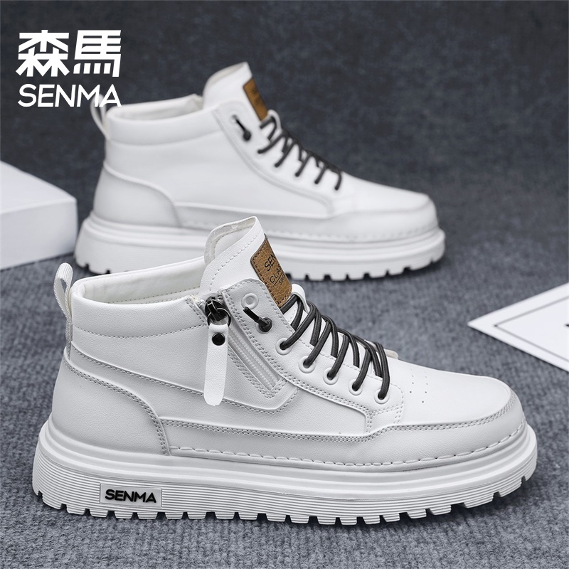 森马男鞋2025耐磨系带高帮防滑增高透气马丁靴百搭休闲鞋冬季男士