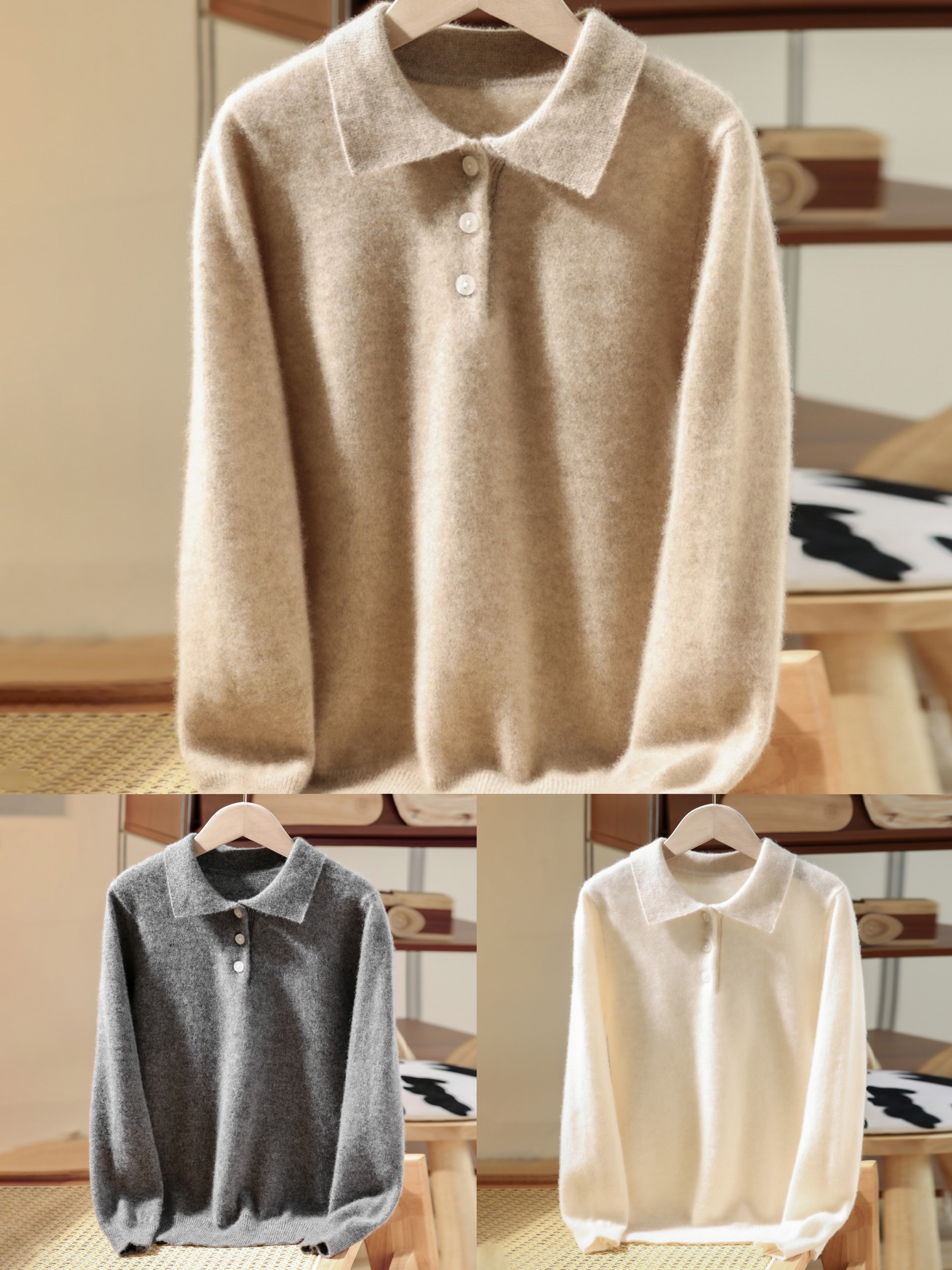 儿童100%羊毛衫POLO领针织毛衣男童女童秋冬新款羊绒打底套头装