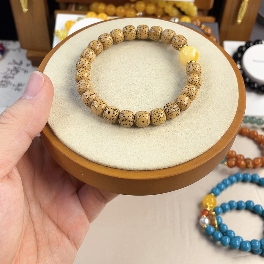 琥珀手饰银S925镀金镶嵌