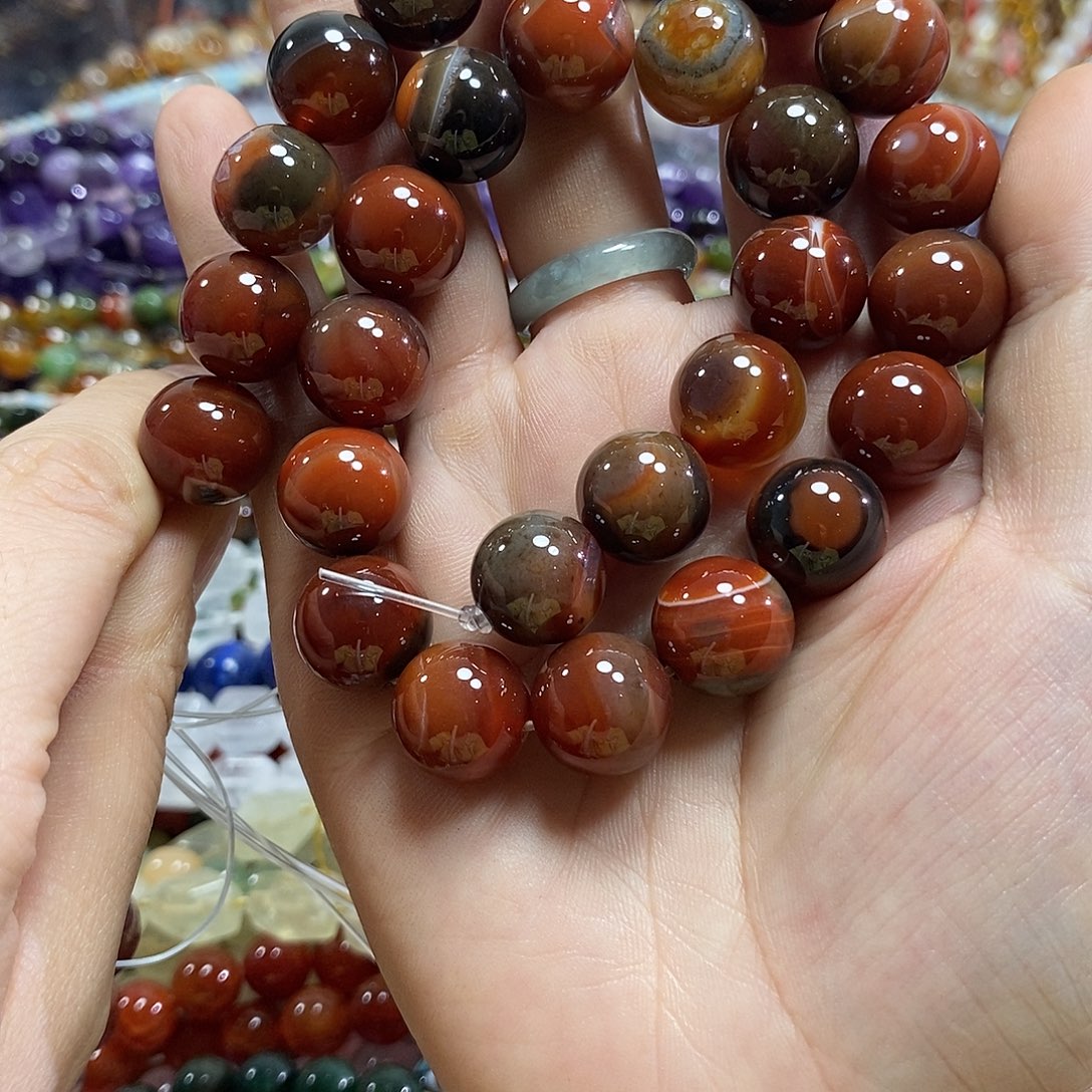 玛瑙/玉髓未镶嵌珠宝半成品梦幻玛瑙一条卡14mm