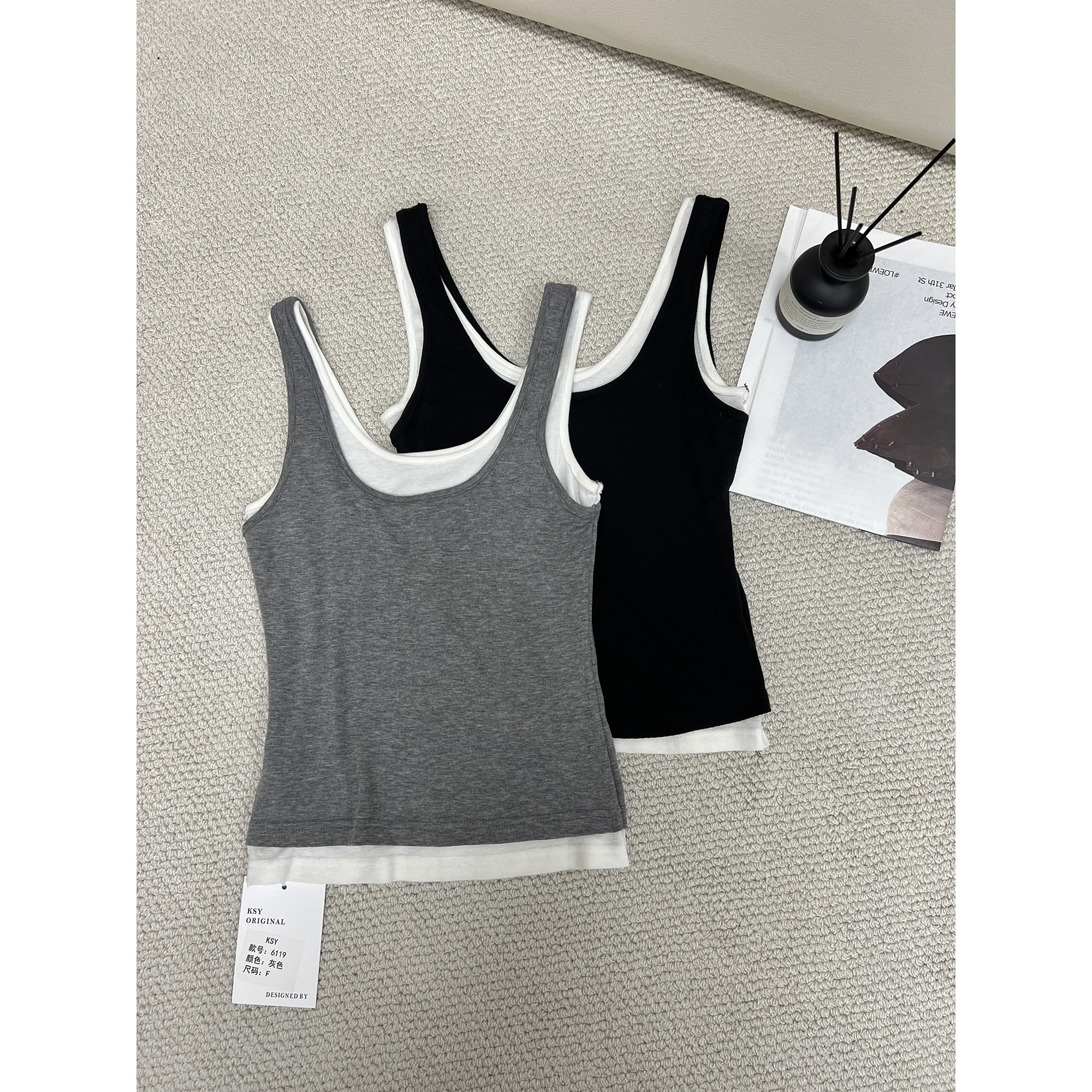 假两件拼接背心 Y6119（清）