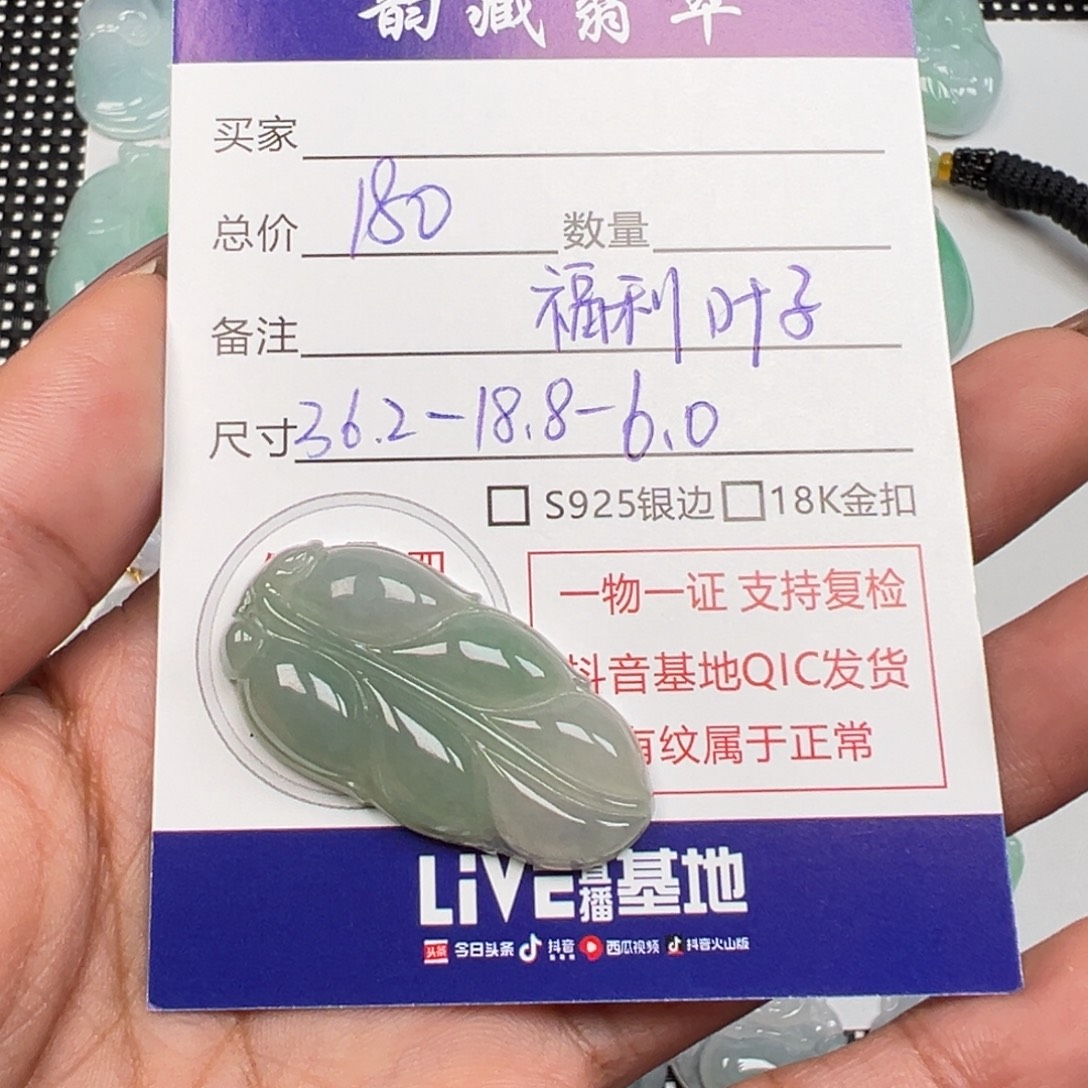 翡翠未镶嵌颈饰冰绿叶子