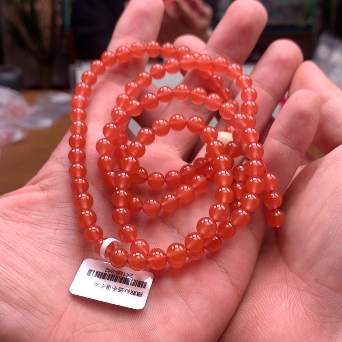 南红玛瑙多圈未镶嵌6mm➕三眼井冰红