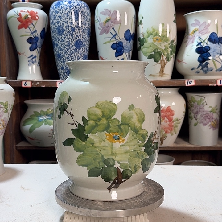 瓶高27冬瓜绿绿牡丹新款陶瓷陶瓷