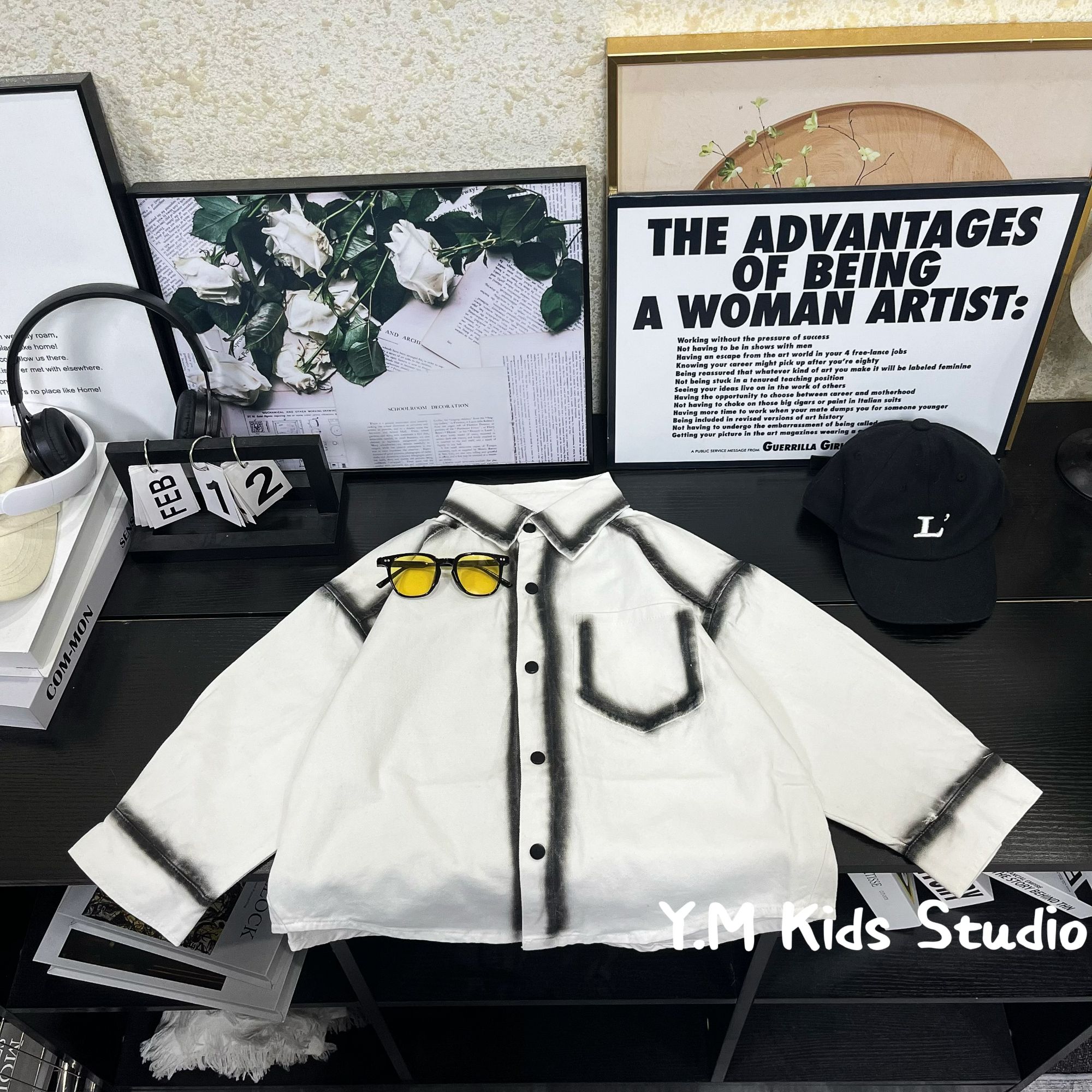 【Y.M KIDS】春季新款儿童衬衫外套2025新款上衣喷绘设计款衣服