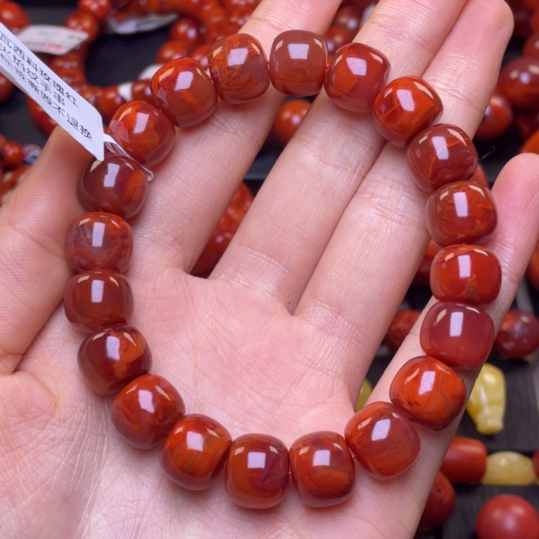 南红玛瑙其它未镶嵌11mm精工瓦西火焰纹老型手串