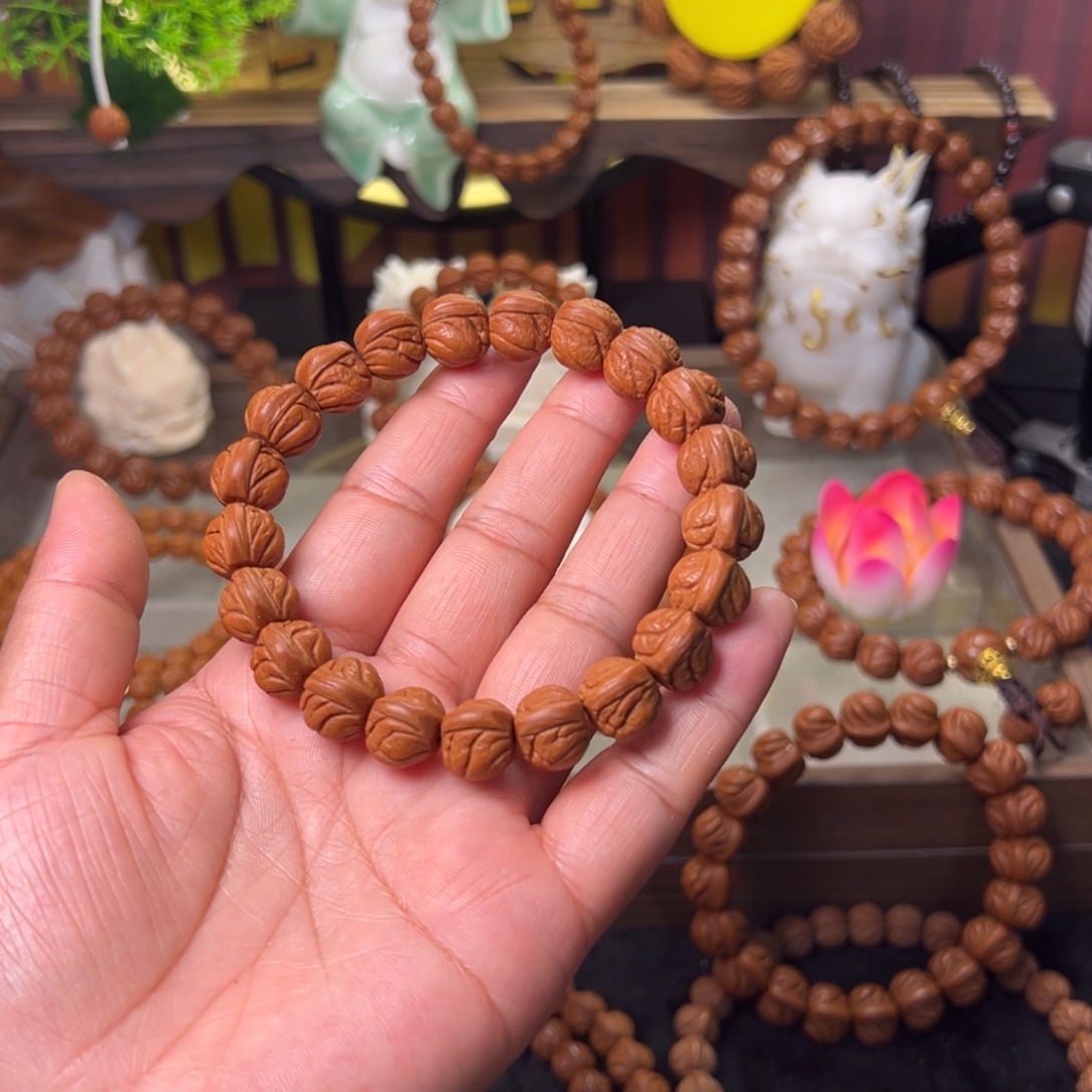 桃核吊坠玉龙脊手串12