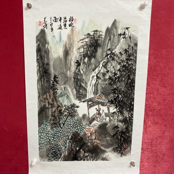 刘善传四尺三开山水作品