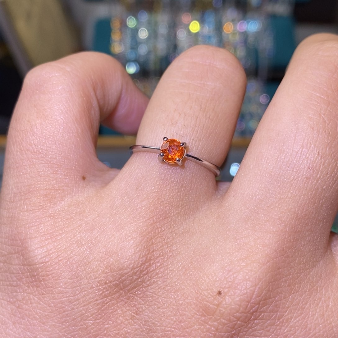 石榴石（芬达石）戒指银S925镶嵌