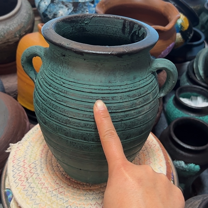 绿色双耳高21口14带孔