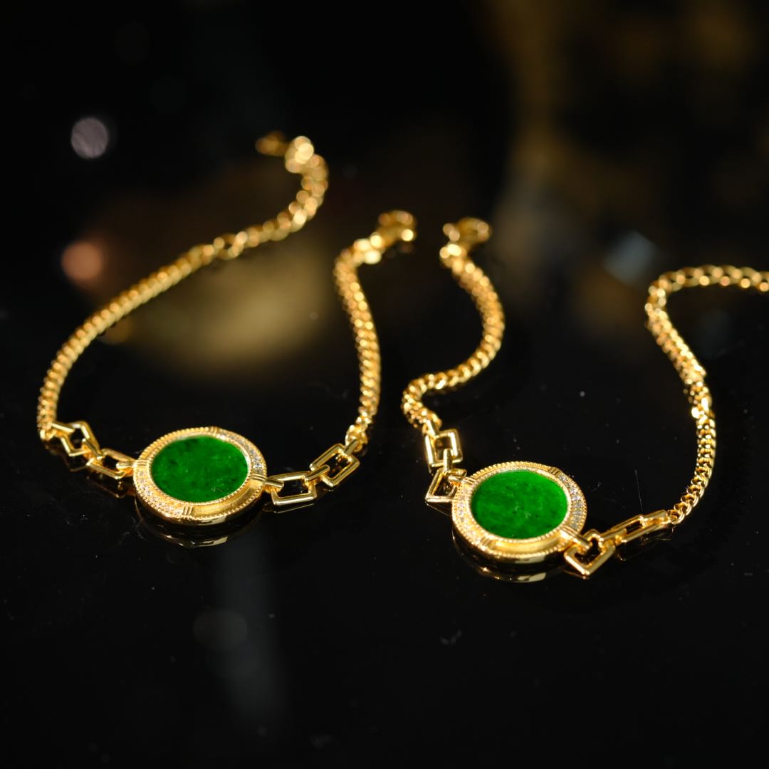 【初见珠宝】翡翠圆牌手链13-1C61X140【多样性发一件】