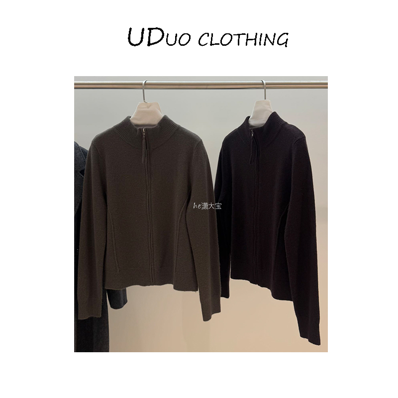 专柜同源【伦敦晨雾】立领毛衣拉链上衣宽松慵懒针织绞花打底衫9981