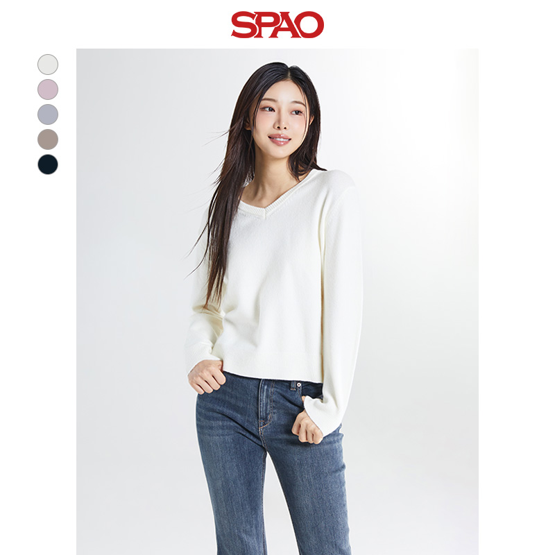 【商场同款新品】SPAO韩国同款2025年新品休闲宽松毛衣SPKWF12W03