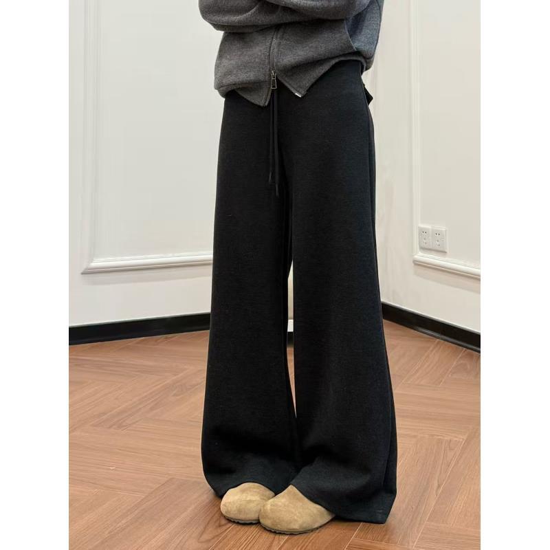 DALIANSU/大脸酥-4779   秋冬简约百搭显瘦抽绳直筒阔腿裤