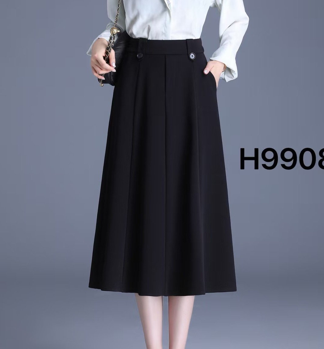 2025高档秋季中长款高腰半身裙9908