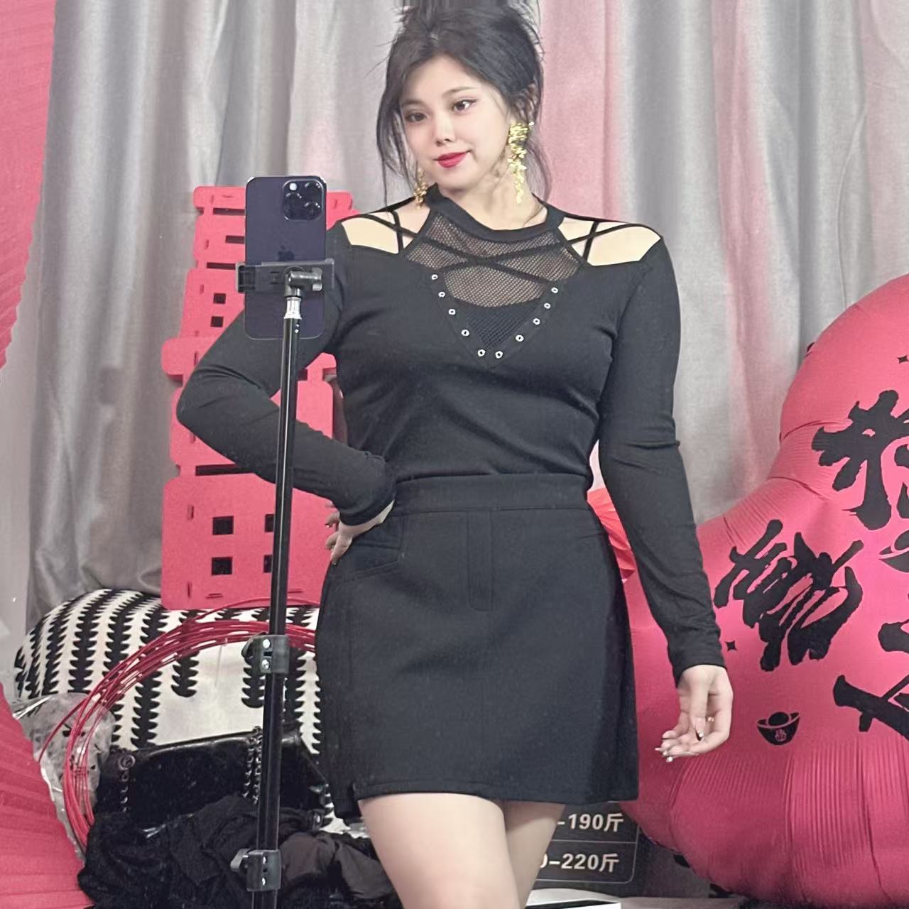 羞羞大码【编织时光】蕾丝显瘦气质时尚性感网红百搭上衣3006