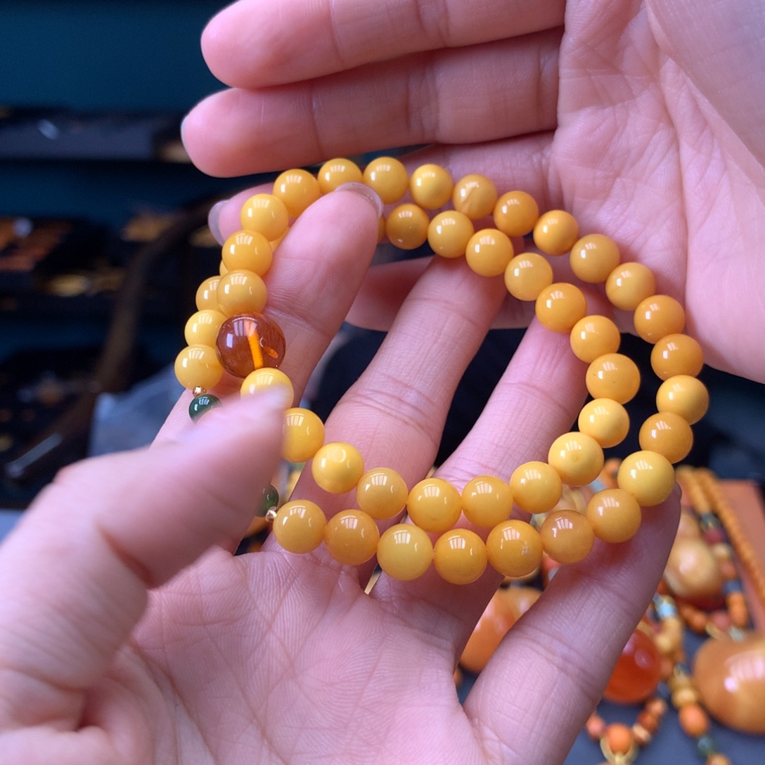 蜜蜡未镶嵌手串微瑕