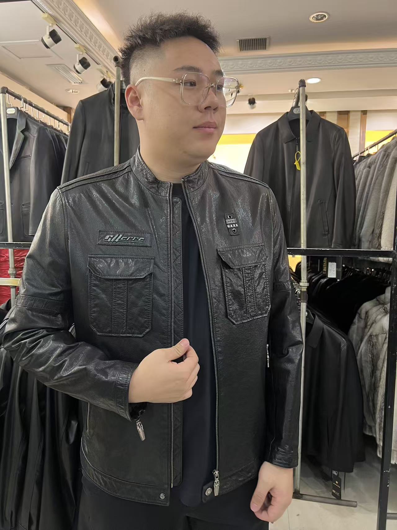 {201177}Yong Sa永飒男士休闲商务油蜡牛皮外套