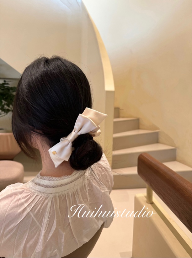 灰灰studio春日格蕾系轻奢百搭少女复古法式简约格纹手工大肠发圈