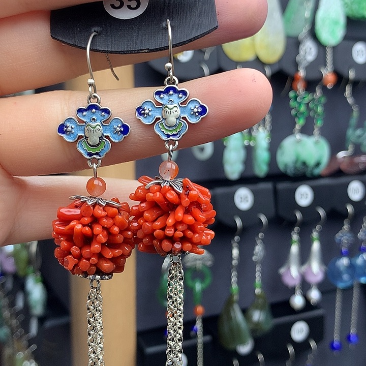 玛瑙/玉髓耳钉银S925镶嵌?**n