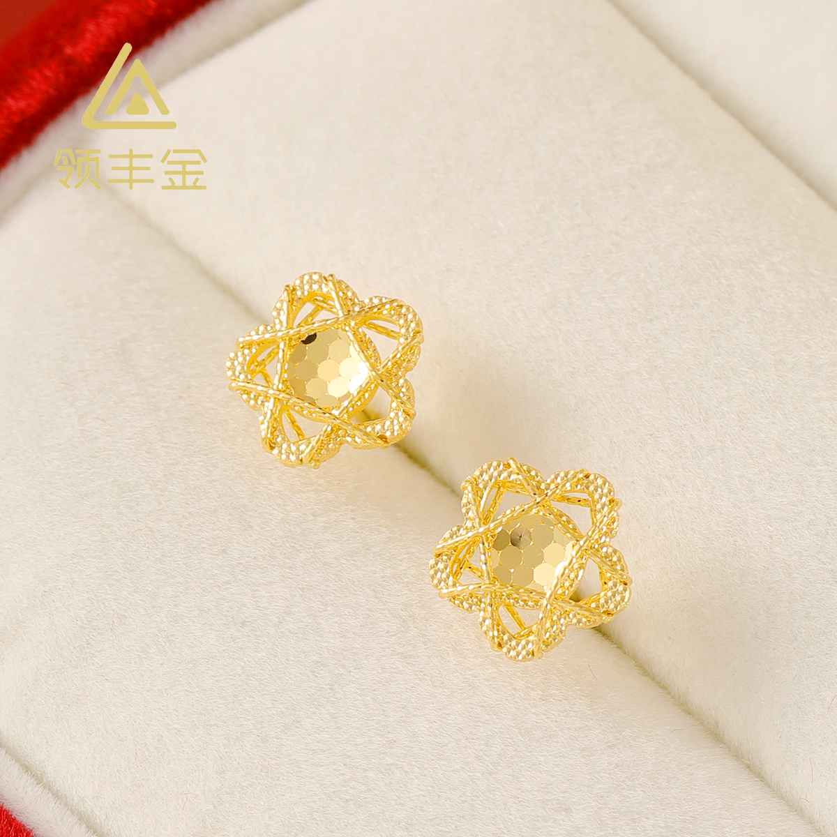 领丰金 5G黄金鱼鳞绕线星星耳钉 黄金按克卖 THE004原料金条#TH