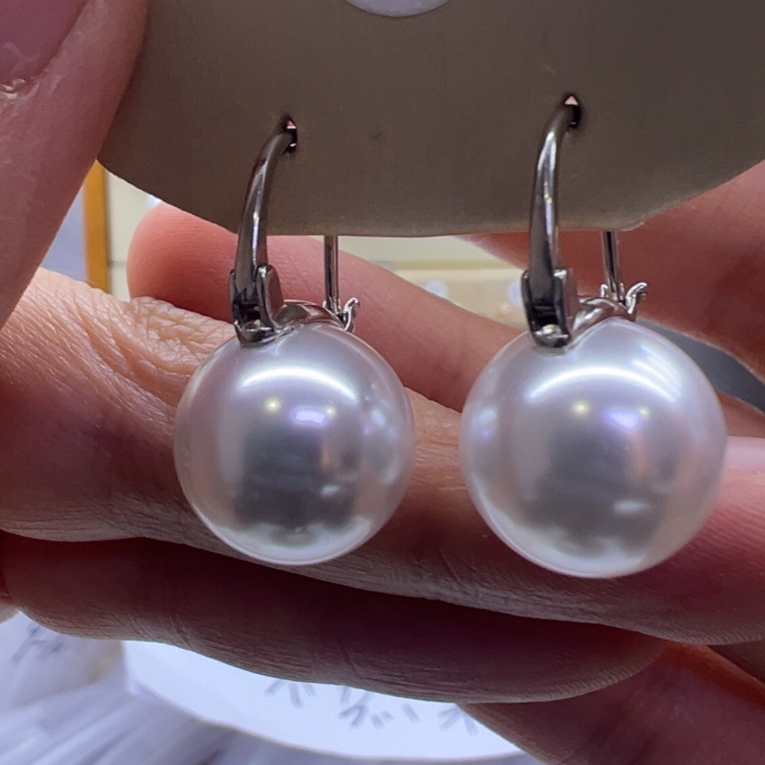 淡水珍珠银S925镶嵌耳饰