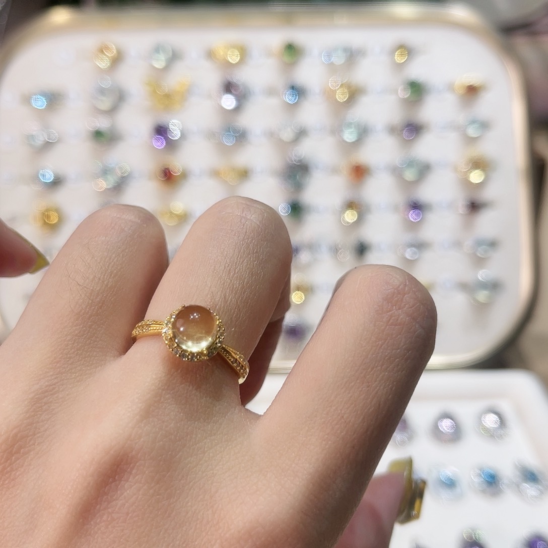 蛇纹石玉戒指银S925镶嵌