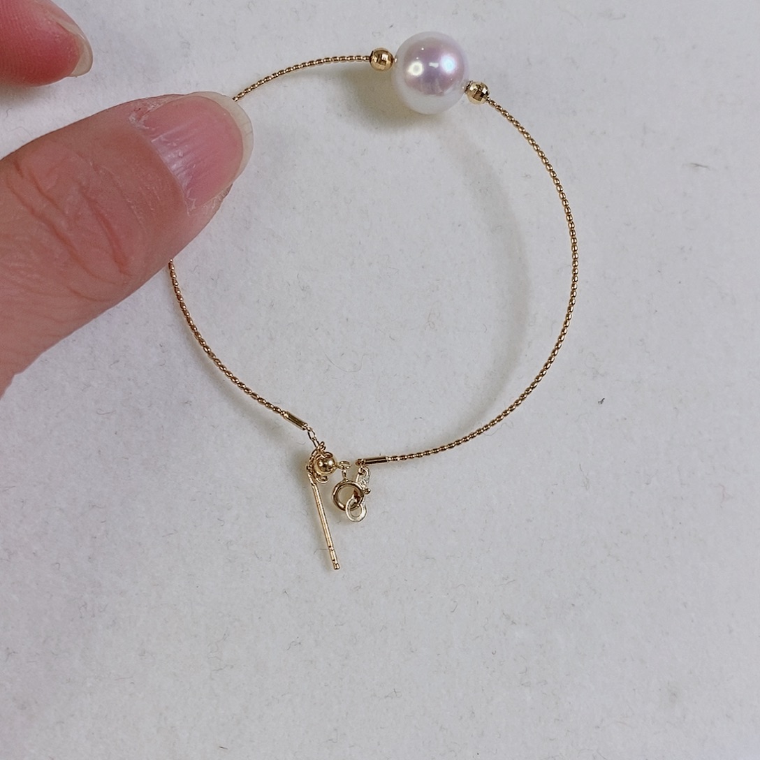 淡水珍珠手镯18K金镶嵌10mm